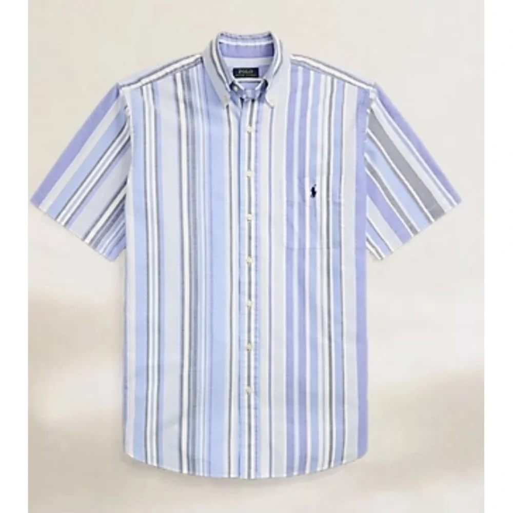 Polo Ralph Lauren Classic Fit Blue Striped Oxford Shirt Men's Size 4XLT NWT